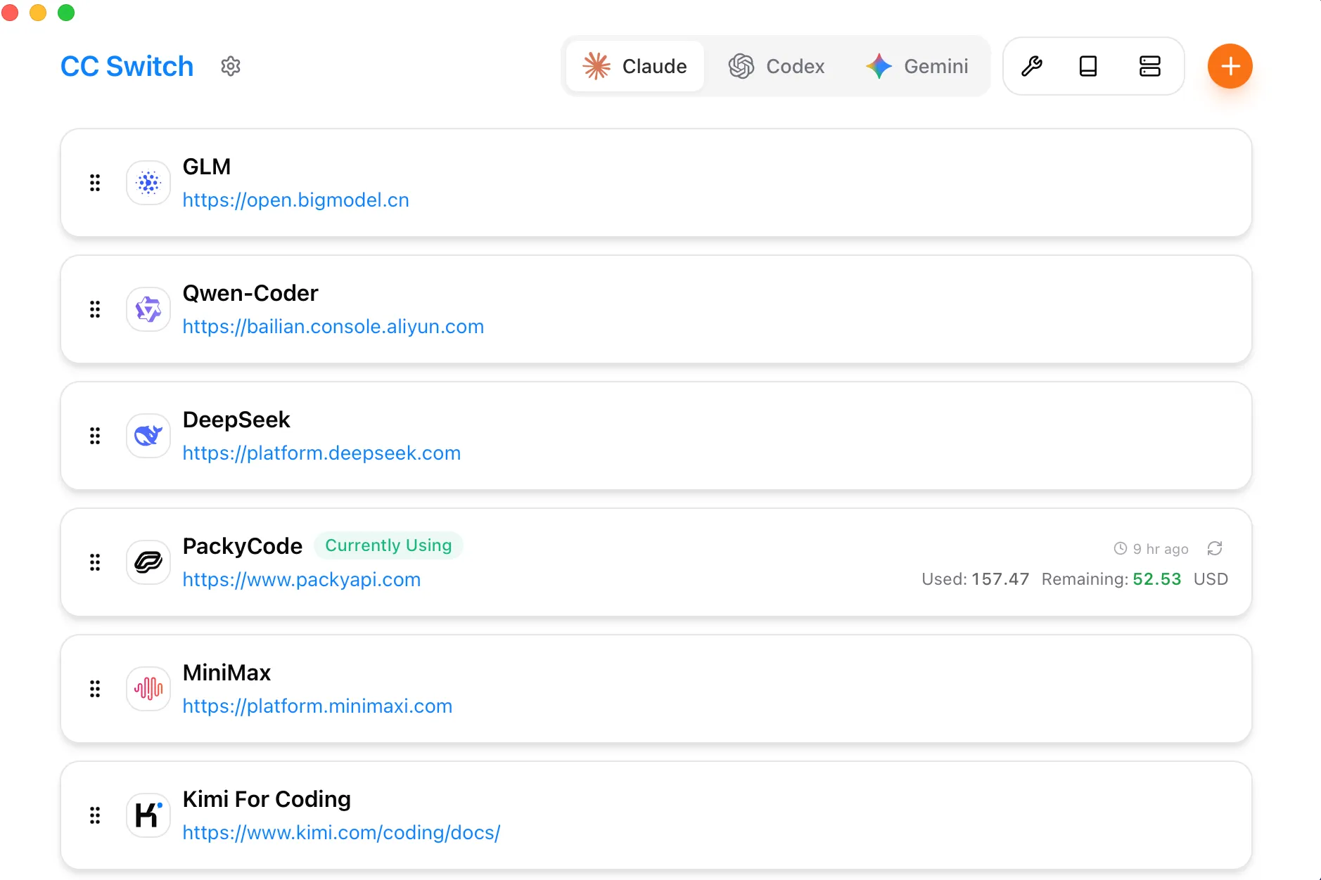 CC-Switch 示例界面