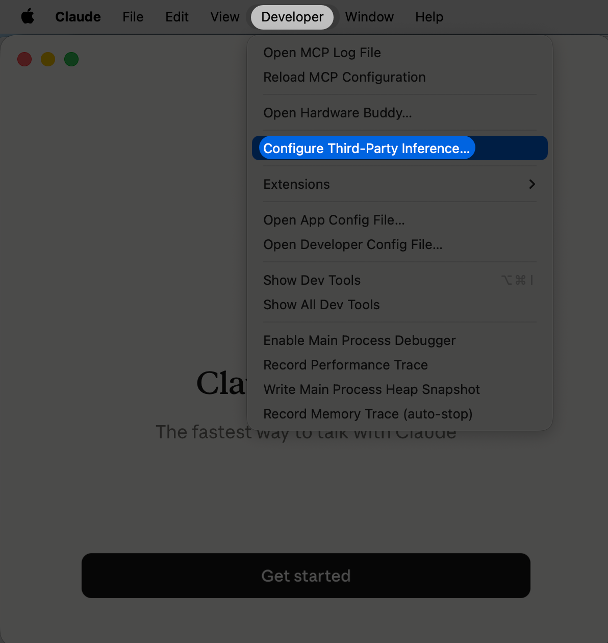Claude Desktop 打开第三方推理配置